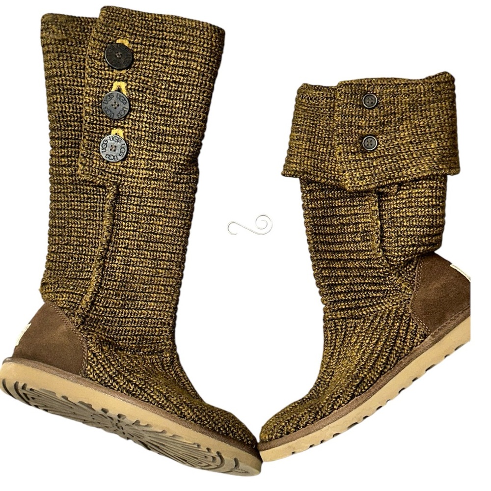 UGG Brown Knit Button Boots